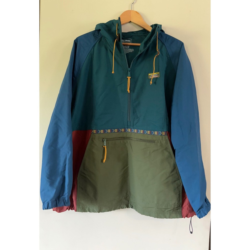 LL Bean Mountain Classic Anorak Colorblock Windbreaker Jacket 2X Plus EUC